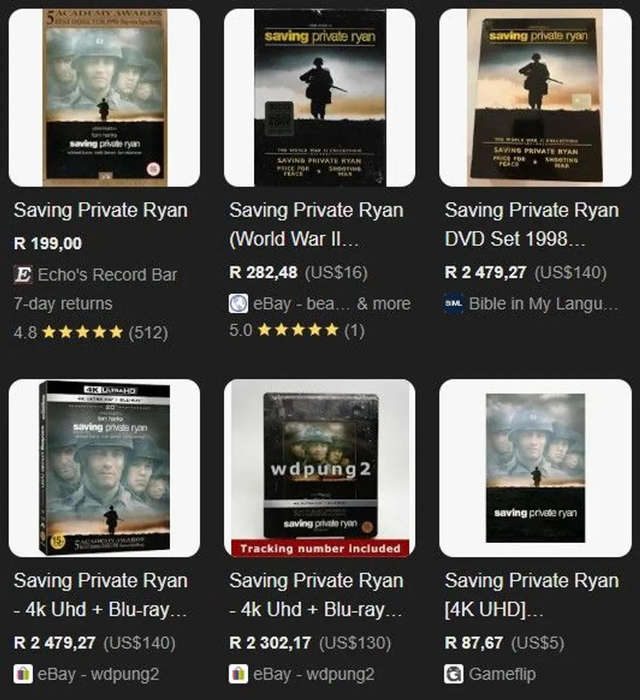 Saving Private Ryan DVD movie film war army military epic drama 5x Academy Awards Steven Spielberg