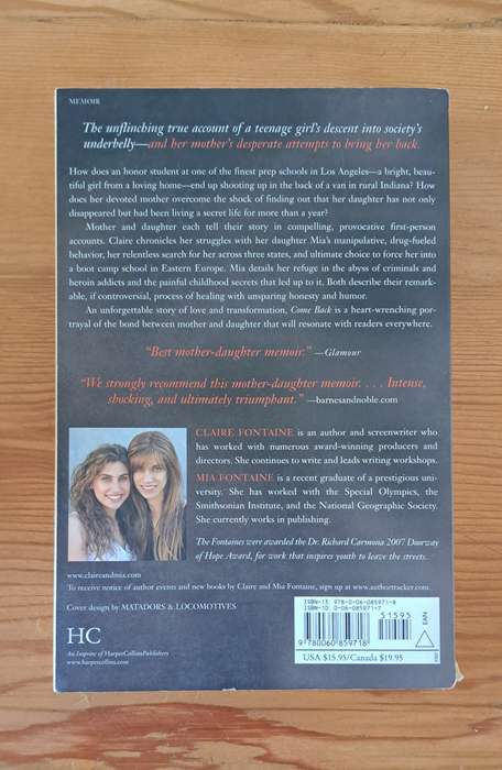 Come Back A Mother & Daughter's Journey Through Hell & Back By Claire Fontaine biography memoir true