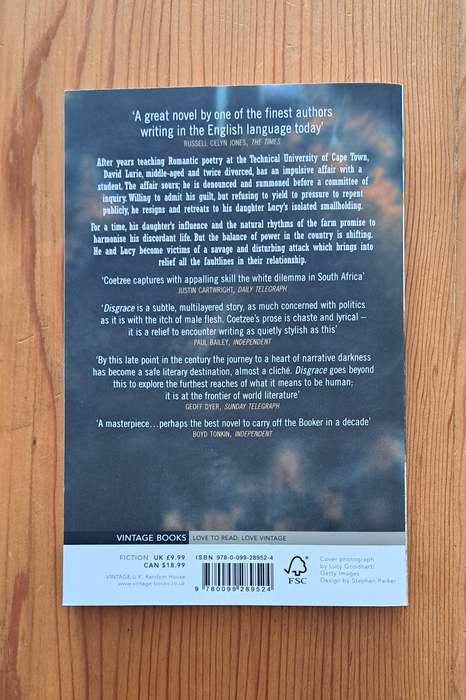 Disgrace By J M Coetzee fiction South Africa literature novel classic romantic poetry chic lit love
