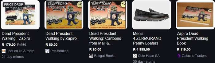 Zapiro Dead president walking (2016) cartoon comic book rare collectable