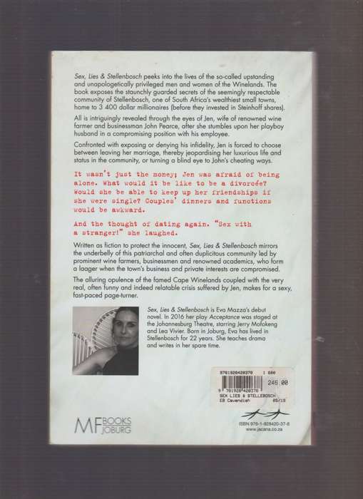 Sex Lies & Stellenbosch By Eva Mazza fiction chic lit true events South Africa