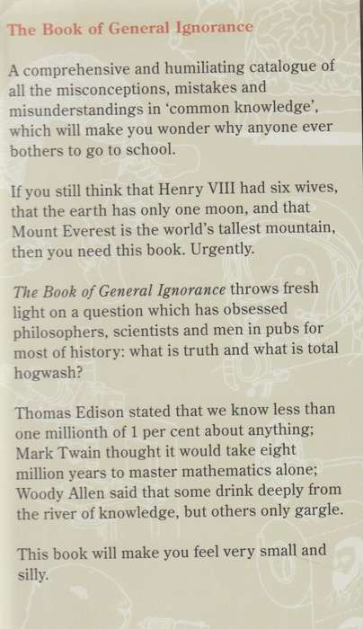 The Book Of General Ignorance By Stephen Fry humor comedy science trivia