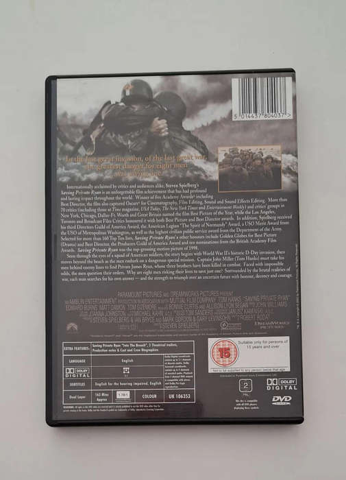 Saving Private Ryan DVD movie film war army military epic drama 5x Academy Awards Steven Spielberg