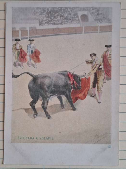 Antique Postcard - Spain - "Lunge to Volapié"/ "Estocada a Volapié"  - Calleja Madrid No 518