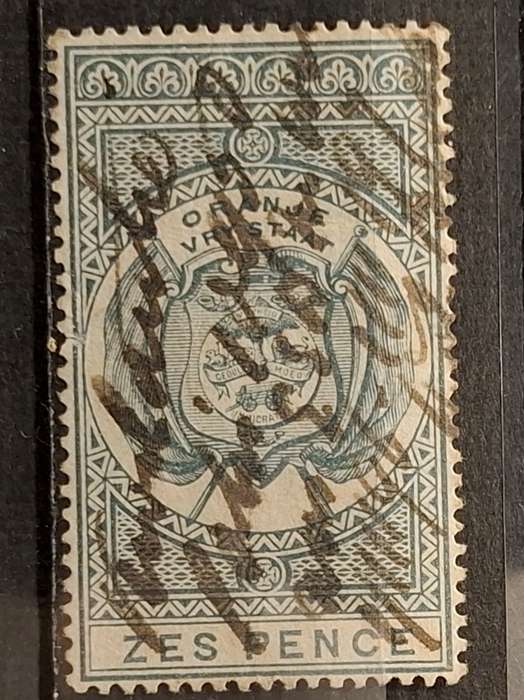 1878 - Oranje Vrystaat - Zes Pence - Coat of Arms Revenue Stamp