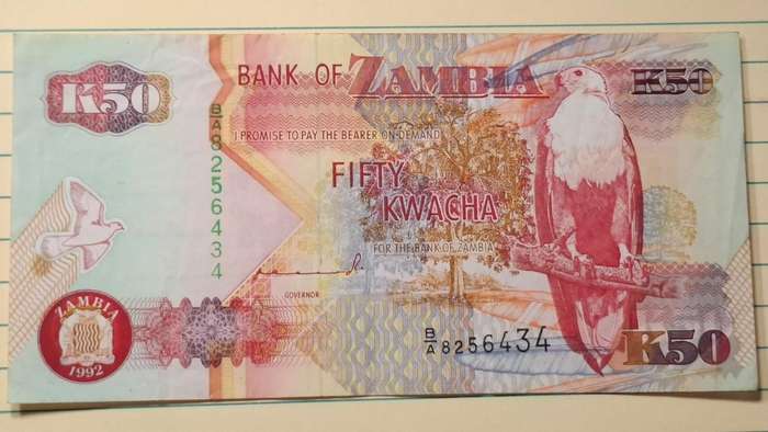 1992 - Zambia - K50 - Dominic Mulaisho - Demonetised Jul  2013 - BA 8256434