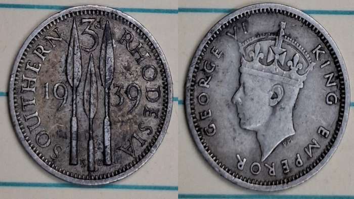 1939 - Rhodesia - 3 Pence - George VI - Demonetised Jun 1965 - Silver (.925)