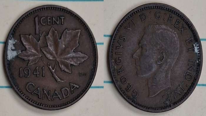 1941 - Canada - 1 Cent - George VI - Demonetised No - Bronze