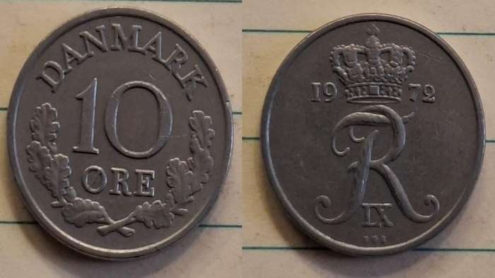1972 - Denmark - 10 Øre - Frederik IX - Demonetised Jun 1989 - Copper-nickel 