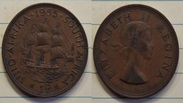 1955 - South Africa - 1 Penny - George VI - Demonetised Mar 1961 - Bronze