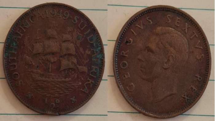 1949 - South Africa - ½ Penny - George VI - Demonetised Mar 1961 - Bronze