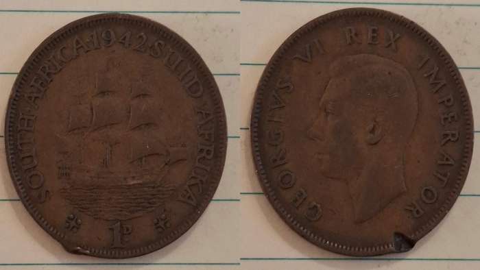 1942 - South Africa - 1 Penny - George VI - Demonetised Mar 1961 - Bronze