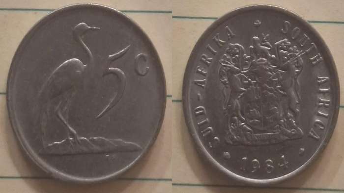 1984 - South Africa - 5 cents - Coat of arms -  - Nickel