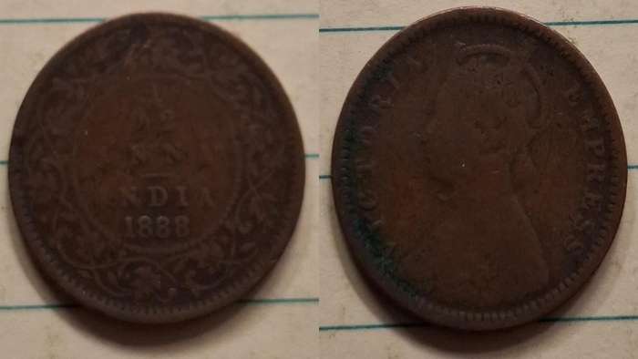 1888 - India - 112 Anna - Victoria - Demonetised Yes - Copper