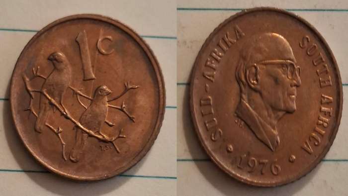 1976 - South Africa - 1 Cent -AU/UNC - Circulating commemorative coins: The end of Jacobus Johannes