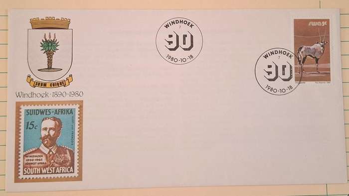 1980 - SWA - First Day Cover with Insert - Windhoek 1890-1980 -  Postmark Windhoek