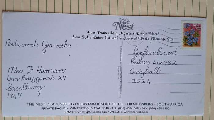 The Nest Drakensberg Mountain Resort Hotel -  Used Post card