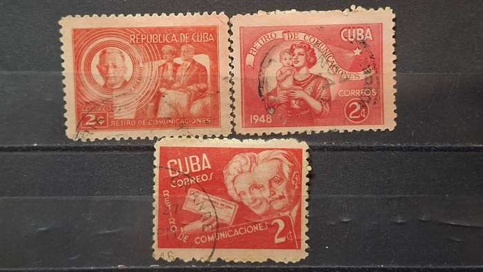 1945 - 1948 - Cuba - 2c + 2c + 2c - Retirement Fund for Postal Employees