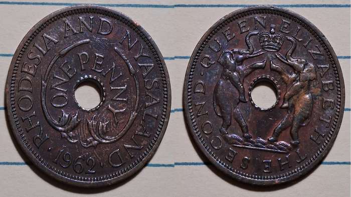 1962 - Rhodesia and Nyasaland -  1 Penny - Elizabeth II - Demonetised -  Jan 1973  - Bronze
