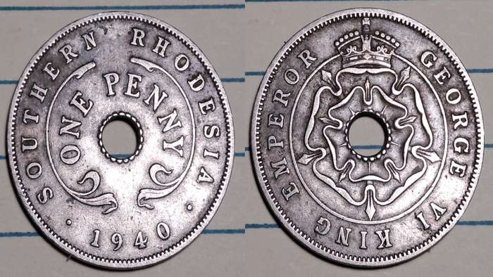 1940 - Southern Rhodesia -  1 Penny - George VI - Demonetised -  Jan 1973  - Copper-nickel