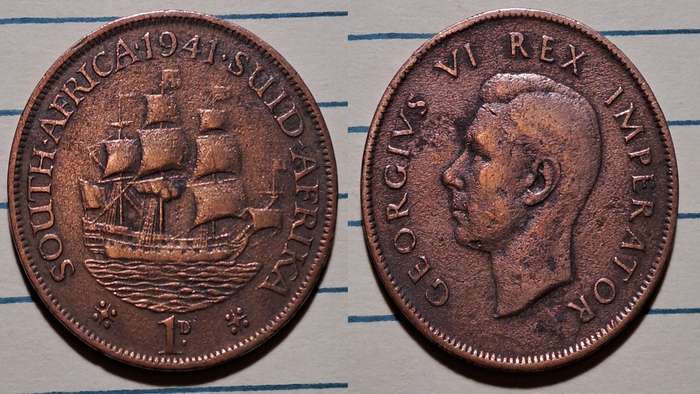 1941 - South Africa/Suid Afrika  - 1 Penny -George VI  - Demonetised - Mar 1961  - Cleaned - Bronze