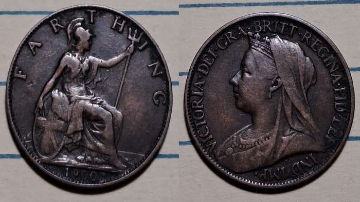 1900 - UK  - 1 Farthing - Victoria -  Demonetised - Dec 1960  - Bronze
