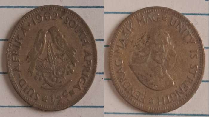 1962 - South Africa  - ½ Cent  - Jan van Riebeeck/Eendrag maak mag * Unity is strength - Brass