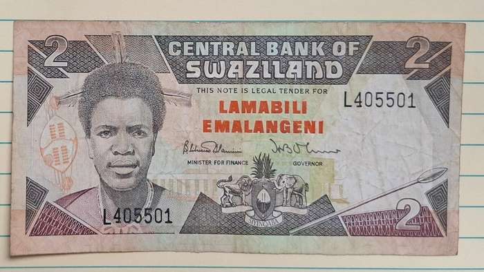 1987 - Swaziland - 2 Emalangeni - Signature: Barnabas Sibusiso Dlamini - Demonetised Yes - L 405501