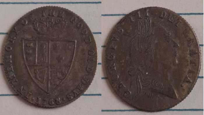 1768  - Spade Guinea Gaming Token - George III In memory of the good -  Brass
