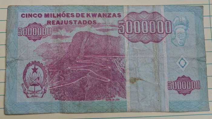 1995 - Angola - 5 000 000 Kwanzas Reajustados - Signature: Dr. G.K. Agama - Demonetised Nov 1999 - U