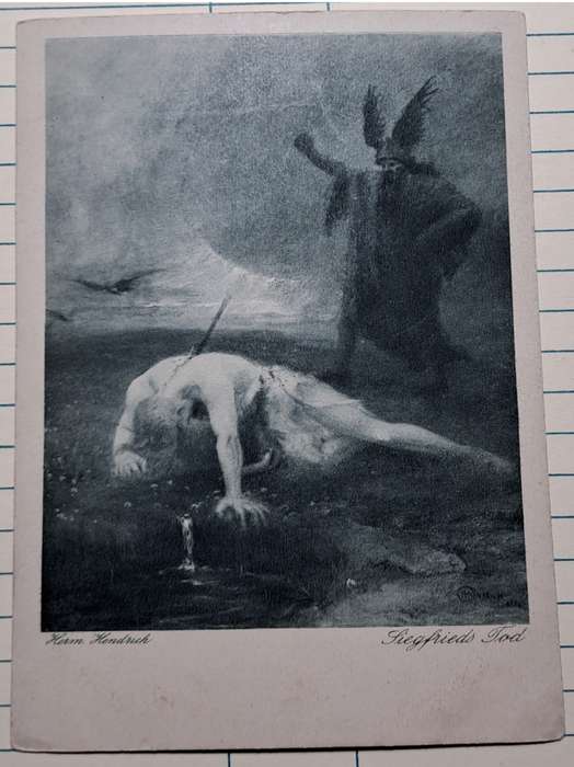 Antique Postcard - 1915-1930 - Hermann A Wiechman (1856-1931), Munich Germany - The Death of Siegfr
