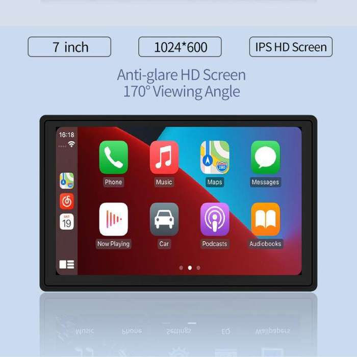 Car 7 inch IPS Portable Smart Screen Wireless Screen Projection Carplay Android Auto, with Reversing