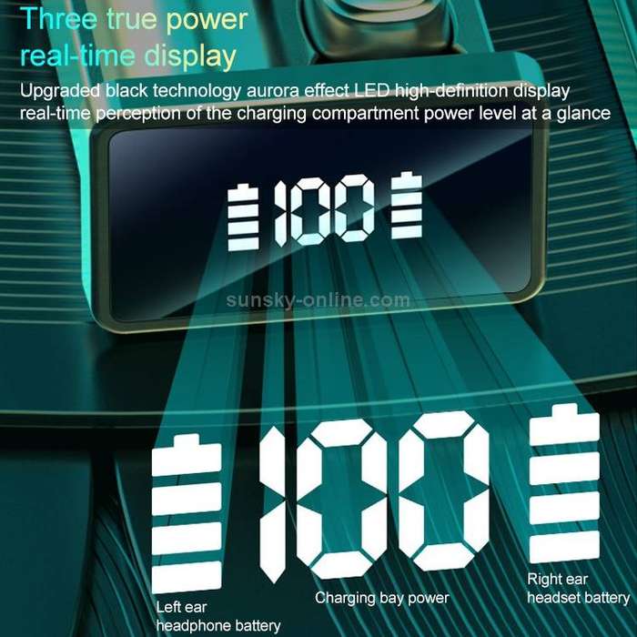 A22 English Version Pull-out Digital Display Bluetooth Earphone with Magnetic Charging Box, Support