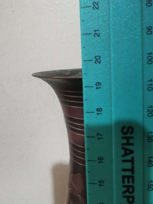 Gorgeous Vintage Etched and Coloured Brass Vase - 19,5cm