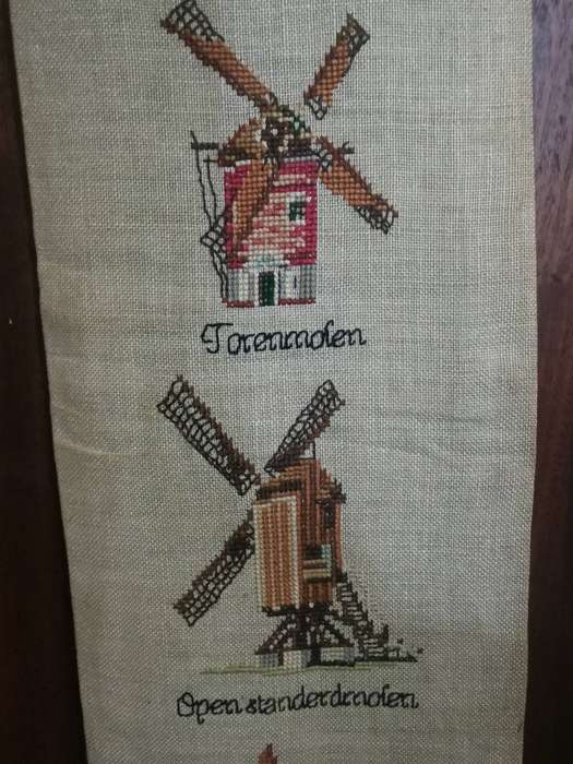 Tapestry Depicting Various Vintage Dutch Windmills 122cm Long - 1,2m