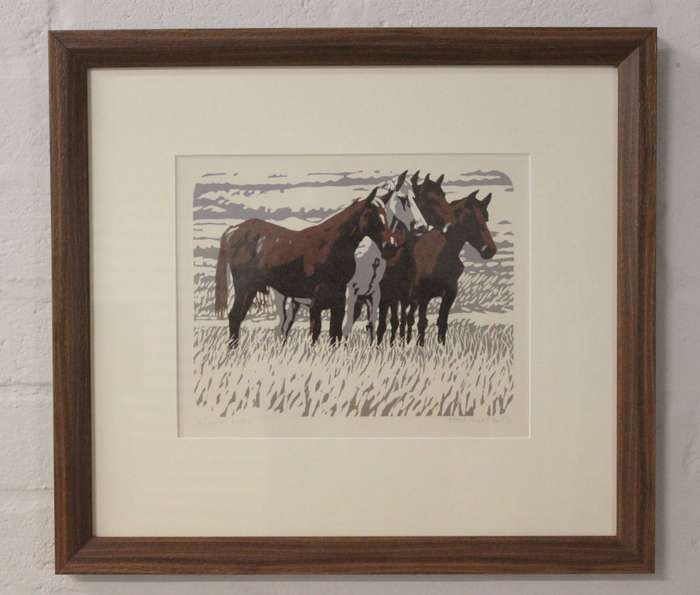 Joshua Miles, Linocut 9/10, 2011, "Curious horses"
