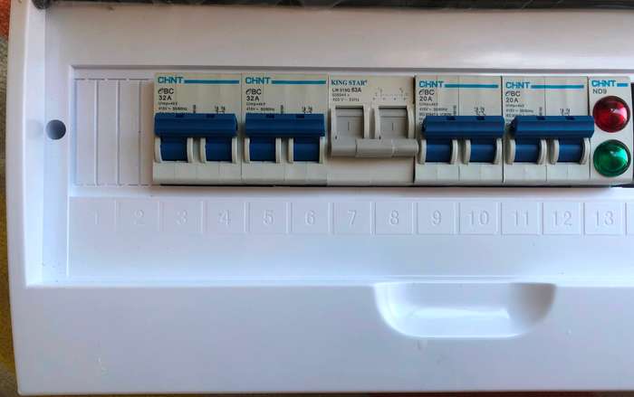 Solar AC DB board for 8KW inverter- breakers, changeover, pilot lights, R1 399