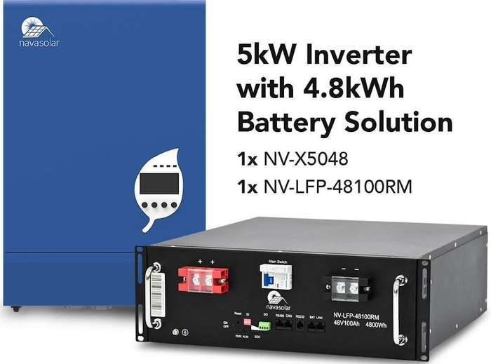 5KW Navsolar combo - 5kwh Lithium battery + 5kw Inverter + remote monitoring, 1C rated, R19 990