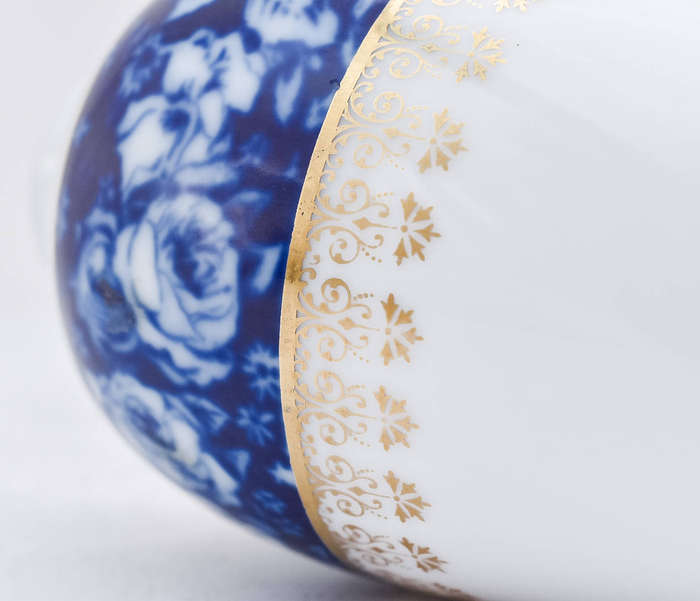 Rosenthal Bavaria Porcelain Vase  Cobalt Blue Roses & Gold Trim  c.1930s