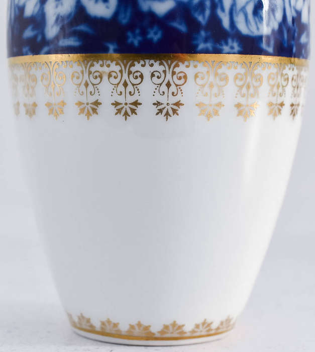 Rosenthal Bavaria Porcelain Vase  Cobalt Blue Roses & Gold Trim  c.1930s