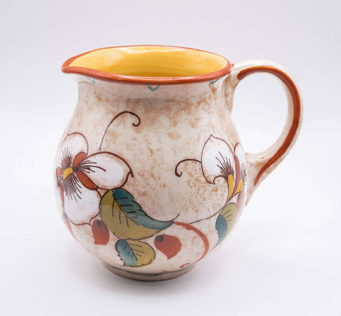 Zenith Gouda Holland Art Deco Hand-Painted Floral Jug, Pattern 1027-1R  c.1930s Dutch Earthenware