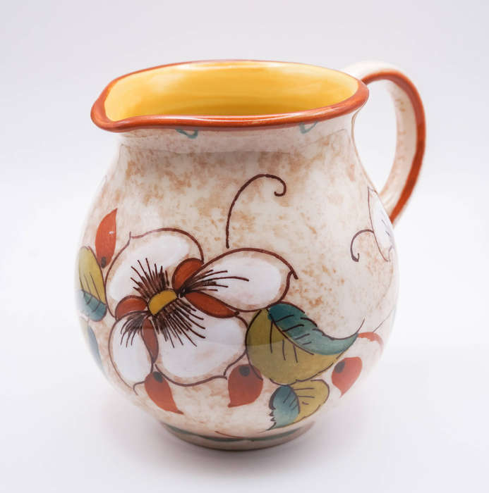 Zenith Gouda Holland Art Deco Hand-Painted Floral Jug, Pattern 1027-1R  c.1930s Dutch Earthenware