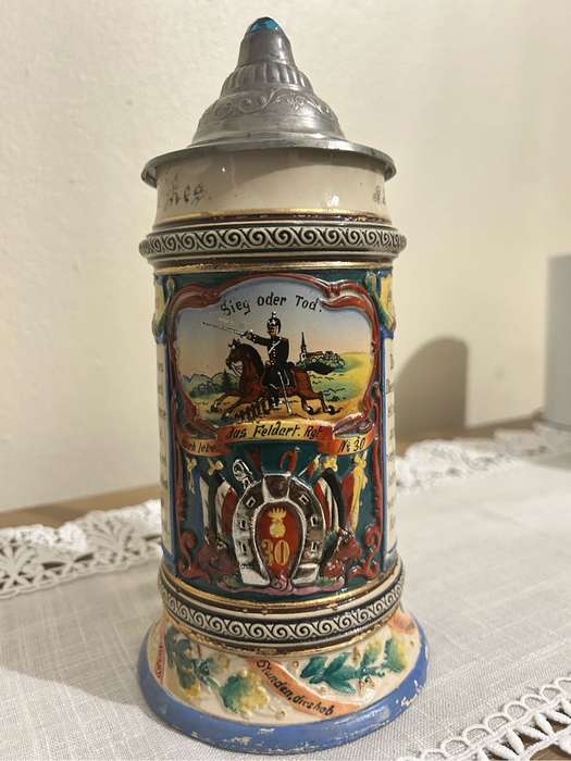 Antique Bavarian Reservist Stein (with Replacement Lid)