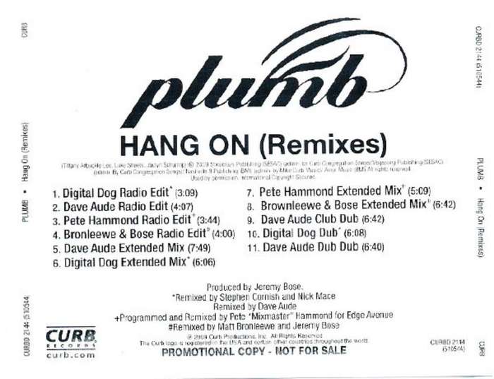 Plumb  Hang On  (Remixes Cd) Promo copy - Rare