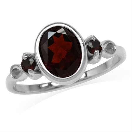 Sterling silver ring - GARNET (size 6.5 / N)