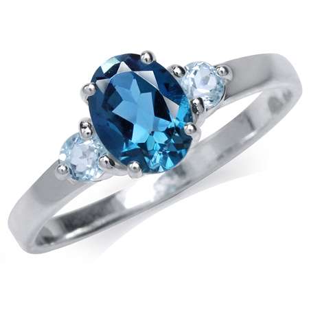 Sterling silver ring - LONDON BLUE & SKY BLUE TOPAZ (size 7 / O)
