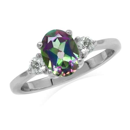 Sterling silver ring - MYSTIC TOPAZ & WHITE TOPAZ (size 6 / M)