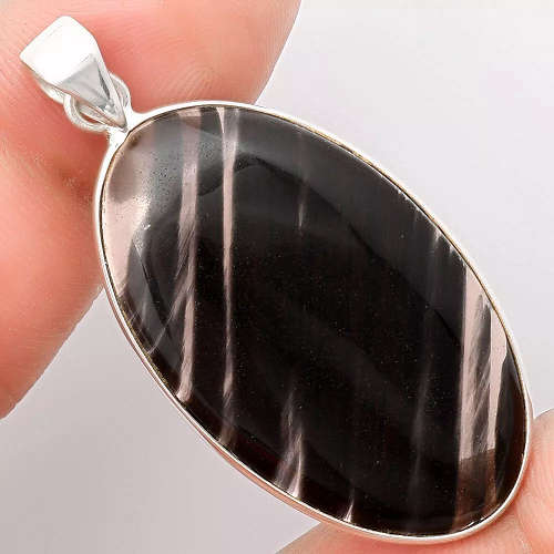 Sterling silver pendant - MIDNIGHT LACE OBSIDIAN