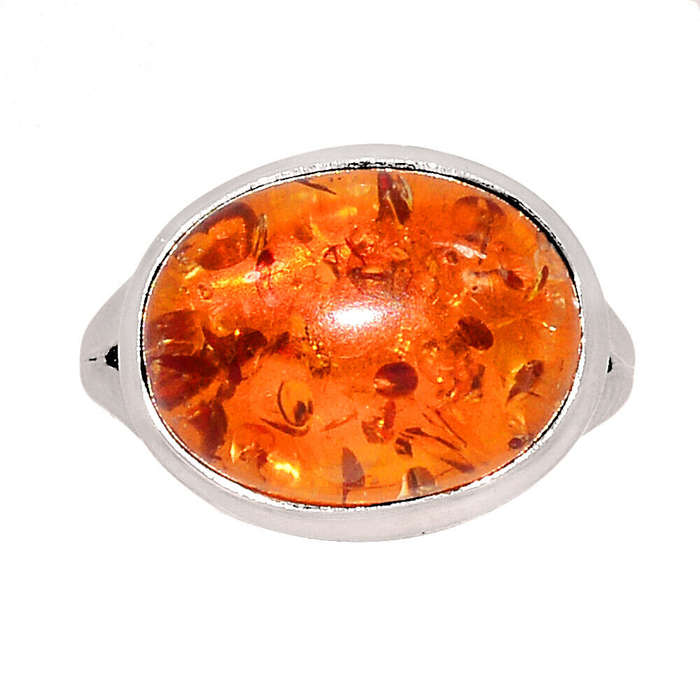 Sterling silver ring - AMBER (size 8 / Q)