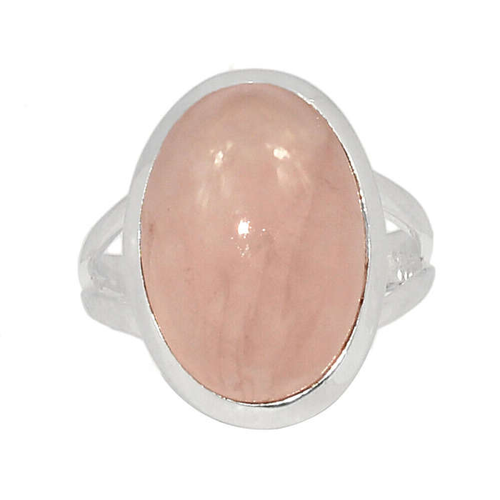 Sterling silver ring - ROSE QUARTZ (size 9 / R half)